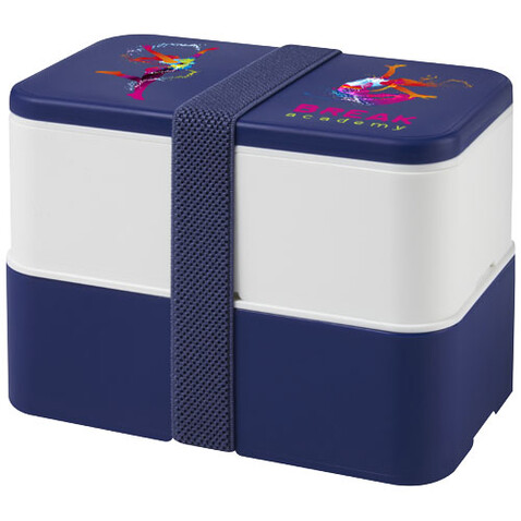 MIYO Doppel-Lunchbox, blau, weiss, blau bedrucken, Art.-Nr. 22040152