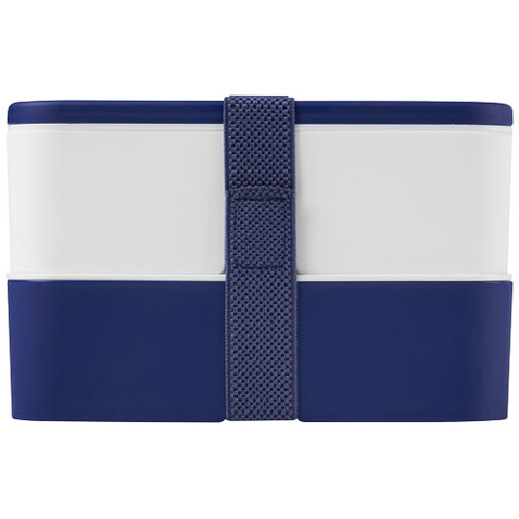 MIYO Doppel-Lunchbox, blau, weiss, blau bedrucken, Art.-Nr. 22040152