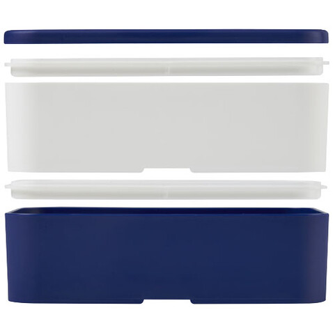 MIYO Doppel-Lunchbox, blau, weiss, blau bedrucken, Art.-Nr. 22040152