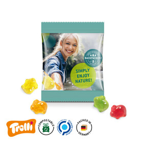 Fruchtgummi Minitüte 15g, "Glücks-/Sparschwein", kompostierbare Folie, transparent bedrucken, Art.-Nr. 1021.00039_15 Fruchtgummi Minitüte 15g, "Glücks-/Sparschwein", kompostierbare Folie, transparent bedrucken, Art.-Nr. 1021.00039_15