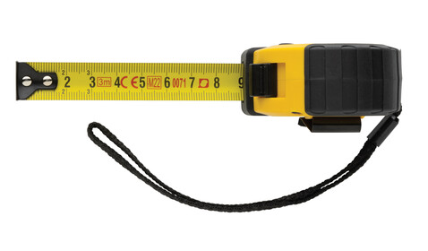3m/16mm Maßband mit Stop-Taste aus RCS recycelt. Kunststoff gelb, schwarz bedrucken, Art.-Nr. P112.126
