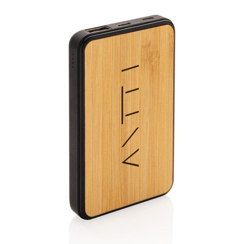 5.000mAh Powerbank aus RCS recyceltem Kunststoff braun bedrucken, Art.-Nr. P322.379