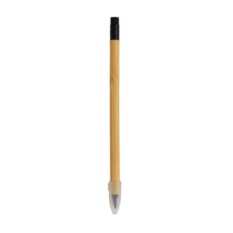 Bambus Infinity-Stift mit Radiergummi braun bedrucken, Art.-Nr. P611.099