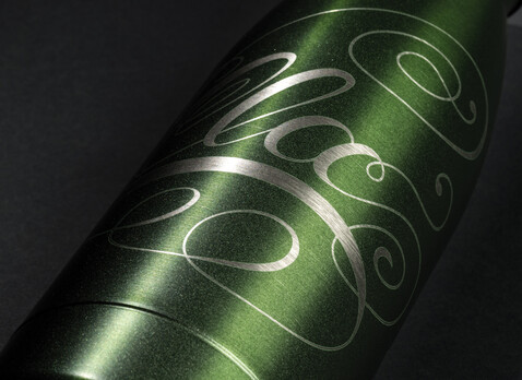 RCS recycelte Stainless Steel Solid Vakuum-Flasche grün bedrucken, Art.-Nr. P433.277