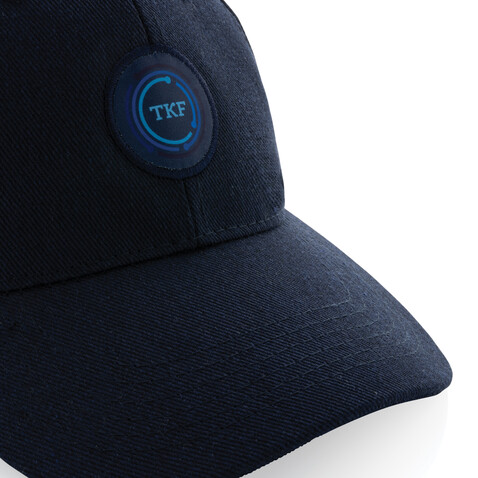 Impact 6 Panel Kappe aus 280gr rCotton mit AWARE™ Tracer navy blau bedrucken, Art.-Nr. P453.309