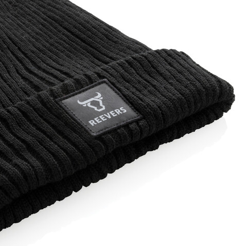 Impact AWARE™ Polylana® doppelt gestrickte Mütze schwarz bedrucken, Art.-Nr. P453.391
