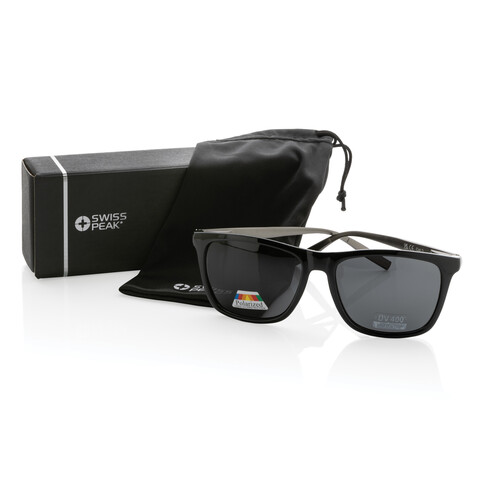 Swiss Peak polarisierte Sonnenbrille aus RCS Kunststoff schwarz bedrucken, Art.-Nr. P453.981