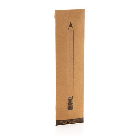 Bambus Infinity-Stift mit Radiergummi braun bedrucken, Art.-Nr. P611.099
