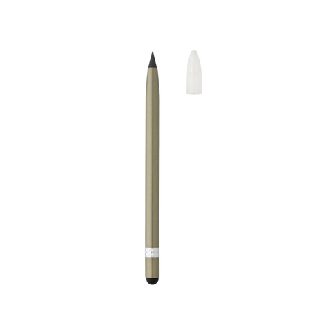 Tintenloser Stift aus Aluminium mit Radiergummi grün bedrucken, Art.-Nr. P611.127