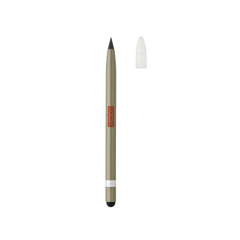 Tintenloser Stift aus Aluminium mit Radiergummi grün bedrucken, Art.-Nr. P611.127