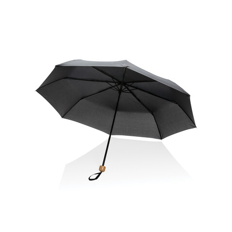 20.5&quot; Impact AWARE™ RPET 190T Pongee Bambus Mini-Schirm schwarz bedrucken, Art.-Nr. P850.571