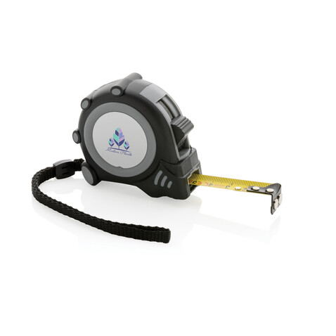 Grip 3m/16mm Maßband aus RCS recyceltem Kunststoff grau, schwarz bedrucken, Art.-Nr. P112.141