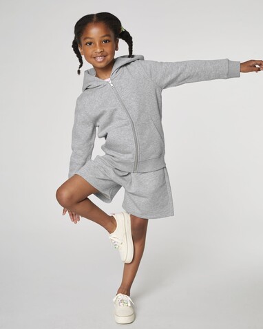 Mini Bolter - Die Kinder-Joggingshorts - Heather Grey - 9-11/134-146cm bedrucken, Art.-Nr. STBK102C25009