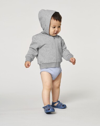 Baby Connector - Der Baby-Zip-Hoodie - Heather Grey - 24-36 m/92-98cm bedrucken, Art.-Nr. STSB105C250B5