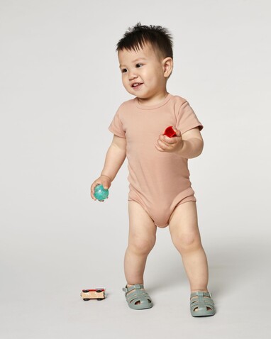 Baby Body - Kurzärmliger Baby-Body - Fraiche Peche - 18-24 m/86-92cm bedrucken, Art.-Nr. STUB103C101B4
