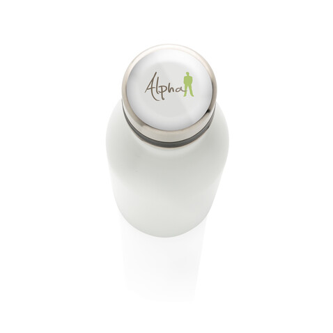 Deluxe Wasserflasche aus RCS recyceltem Stainless-Steel weiß bedrucken, Art.-Nr. P435.713