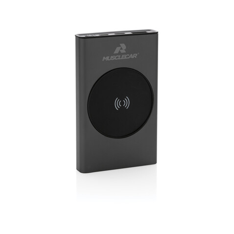 Terra 5000mAh Powerbank aus RCS Aluminium, 5W Wireless grau bedrucken, Art.-Nr. P322.642