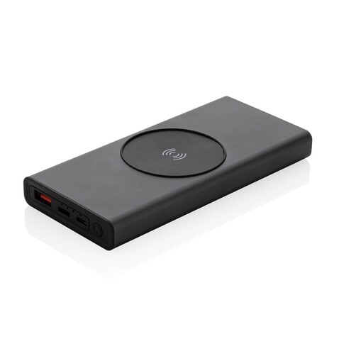 Terra 10.000mAh 18W Powerbank aus RCS Alu, 10W Wireless grau bedrucken, Art.-Nr. P322.652