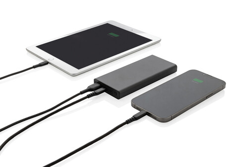 Terra RCS recycelte 18W-Aluminium-Powerbank 10.000mAh grau bedrucken, Art.-Nr. P322.692