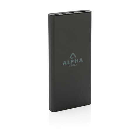 Terra RCS recycelte 18W-Aluminium-Powerbank 10.000mAh grau bedrucken, Art.-Nr. P322.692