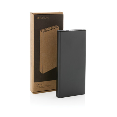 Terra RCS recycelte 18W-Aluminium-Powerbank 10.000mAh grau bedrucken, Art.-Nr. P322.692