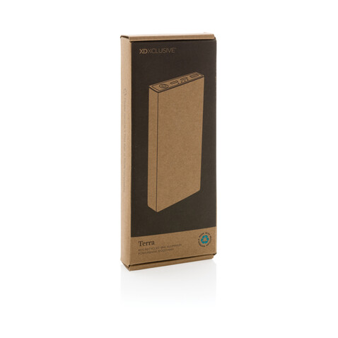 Terra RCS recycelte 18W-Aluminium-Powerbank 10.000mAh grau bedrucken, Art.-Nr. P322.692