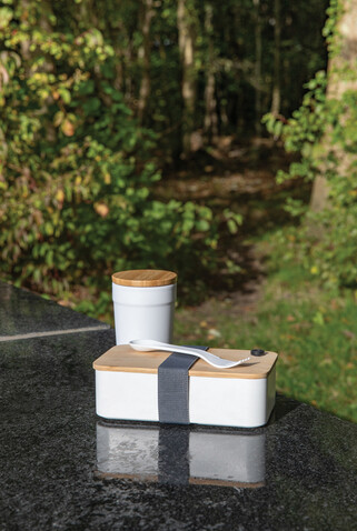 RCS RPP Lunchbox mit Bambusdeckel weiß bedrucken, Art.-Nr. P269.103
