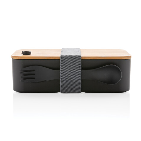 RCS RPP Lunchbox mit Bambusdeckel schwarz bedrucken, Art.-Nr. P269.101