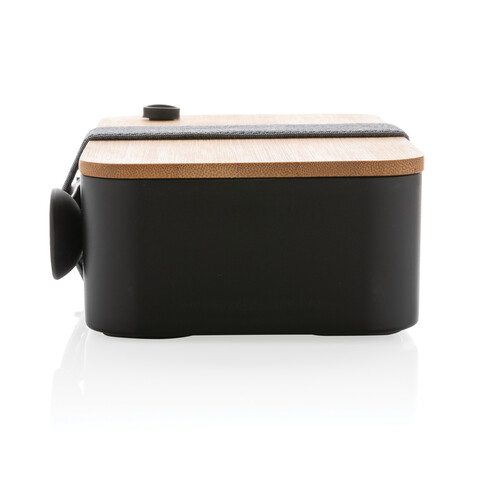 RCS RPP Lunchbox mit Bambusdeckel schwarz bedrucken, Art.-Nr. P269.101