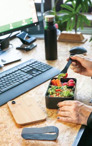 RCS RPP Lunchbox mit Bambusdeckel schwarz bedrucken, Art.-Nr. P269.101