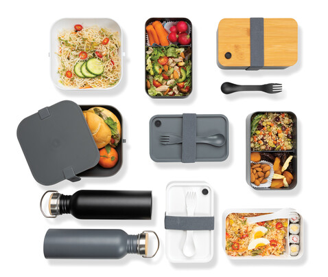 RCS RPP Lunchbox mit Bambusdeckel schwarz bedrucken, Art.-Nr. P269.101