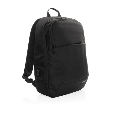 Swiss Peak AWARE™ moderner 15,6&quot; Laptop-Rucksack schwarz bedrucken, Art.-Nr. P763.101