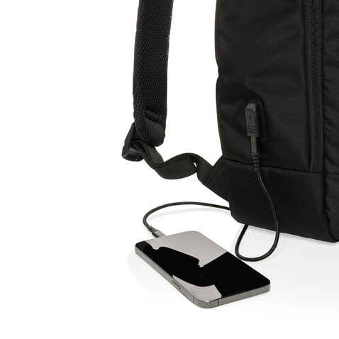 Swiss Peak AWARE™ moderner 15,6&quot; Laptop-Rucksack schwarz bedrucken, Art.-Nr. P763.101