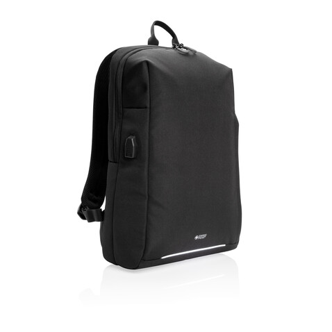 Swiss Peak AWARE™ RFID und USB A-Laptop-Rucksack schwarz bedrucken, Art.-Nr. P763.161