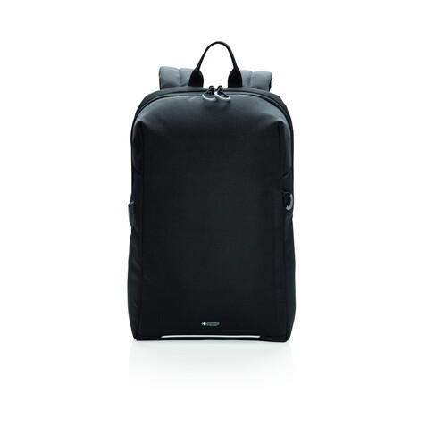 Swiss Peak AWARE™ RFID und USB A-Laptop-Rucksack schwarz bedrucken, Art.-Nr. P763.161