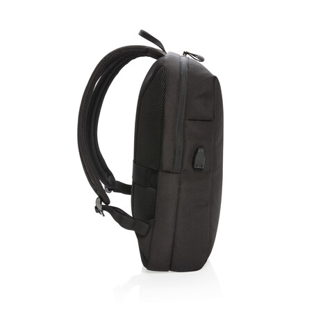 Swiss Peak AWARE™ RFID und USB A-Laptop-Rucksack schwarz bedrucken, Art.-Nr. P763.161
