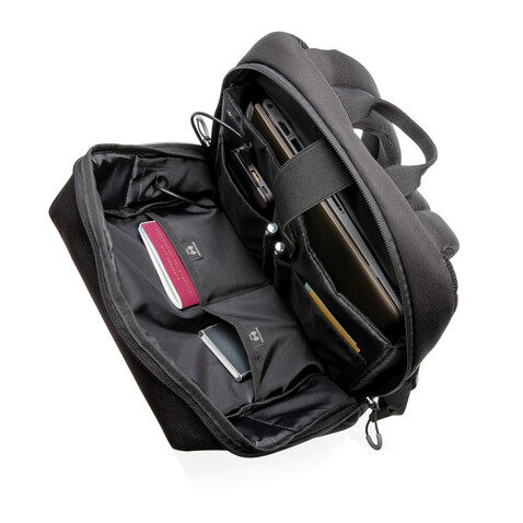 Swiss Peak AWARE™ RFID und USB A-Laptop-Rucksack schwarz bedrucken, Art.-Nr. P763.161