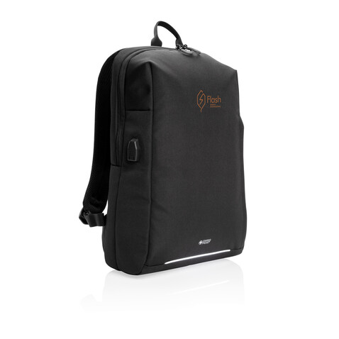 Swiss Peak AWARE™ RFID und USB A-Laptop-Rucksack schwarz bedrucken, Art.-Nr. P763.161