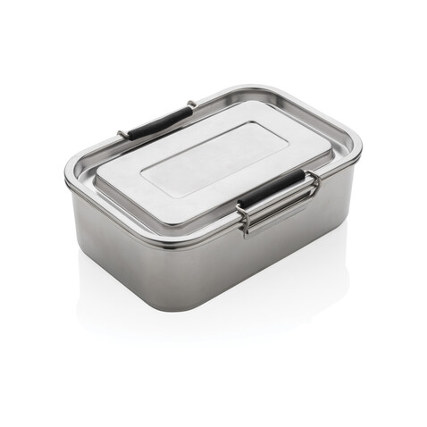 Auslaufsichere Lunchbox aus RCS recyceltem Stainless Steel silber bedrucken, Art.-Nr. P269.082