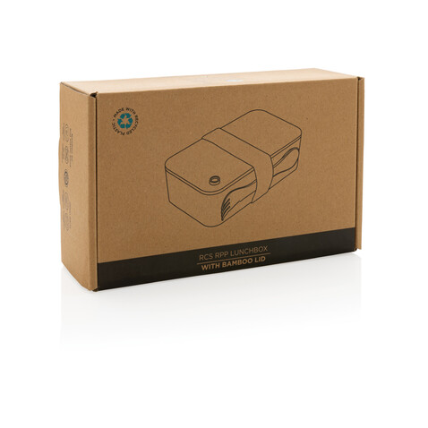 RCS RPP Lunchbox mit Bambusdeckel schwarz bedrucken, Art.-Nr. P269.101