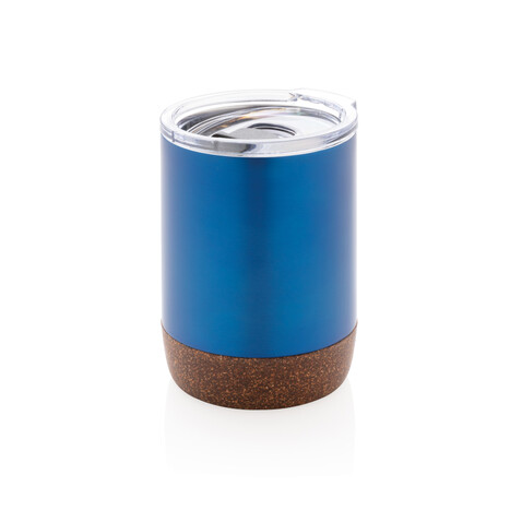 Kleine Vakuum-Kaffeetasse aus RCS rSteel &amp; Kork blau bedrucken, Art.-Nr. P435.055