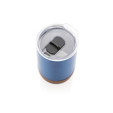Kleine Vakuum-Kaffeetasse aus RCS rSteel &amp; Kork blau bedrucken, Art.-Nr. P435.055