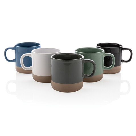 Becher aus glasiertem Keramik, 360ml grün bedrucken, Art.-Nr. P434.117