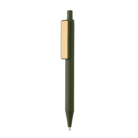 GRS rABS Stift mit Bambus-Clip grün bedrucken, Art.-Nr. P611.087