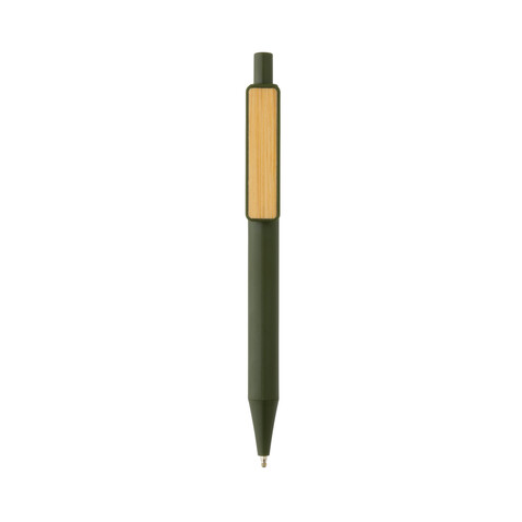 GRS rABS Stift mit Bambus-Clip grün bedrucken, Art.-Nr. P611.087