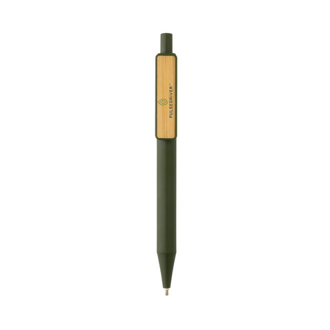 GRS rABS Stift mit Bambus-Clip grün bedrucken, Art.-Nr. P611.087