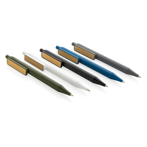 GRS rABS Stift mit Bambus-Clip grün bedrucken, Art.-Nr. P611.087