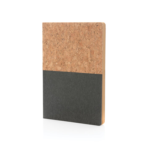 A5 Kork &amp; Kraft Notizbuch schwarz bedrucken, Art.-Nr. P774.331
