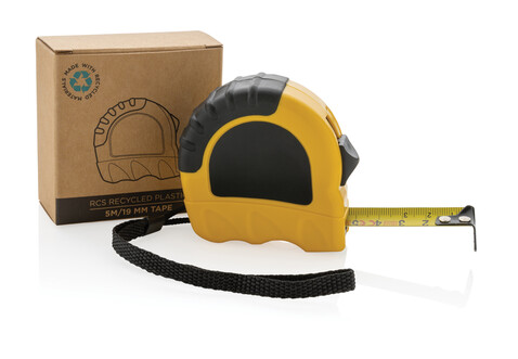 5m/19mm Maßband aus RCS recyceltem Kunststoff gelb, schwarz bedrucken, Art.-Nr. P112.116