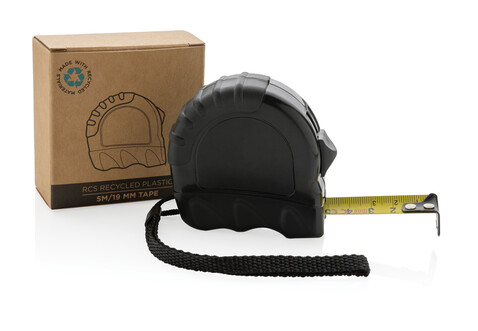 5m/19mm Maßband aus RCS recyceltem Kunststoff schwarz bedrucken, Art.-Nr. P112.111
